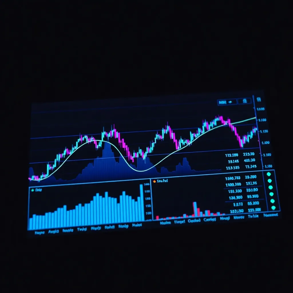Detailed financial charts and graphs on a tablet screen, dar