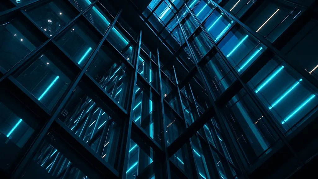 Modern architectural detail of a financial district building